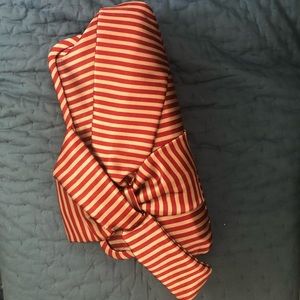 Striped satin clutch